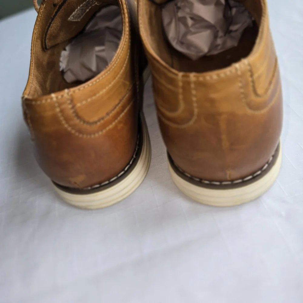 Vostey‎ Brown Leather Derby Shoes Oxfords Office Ready Casual Boho